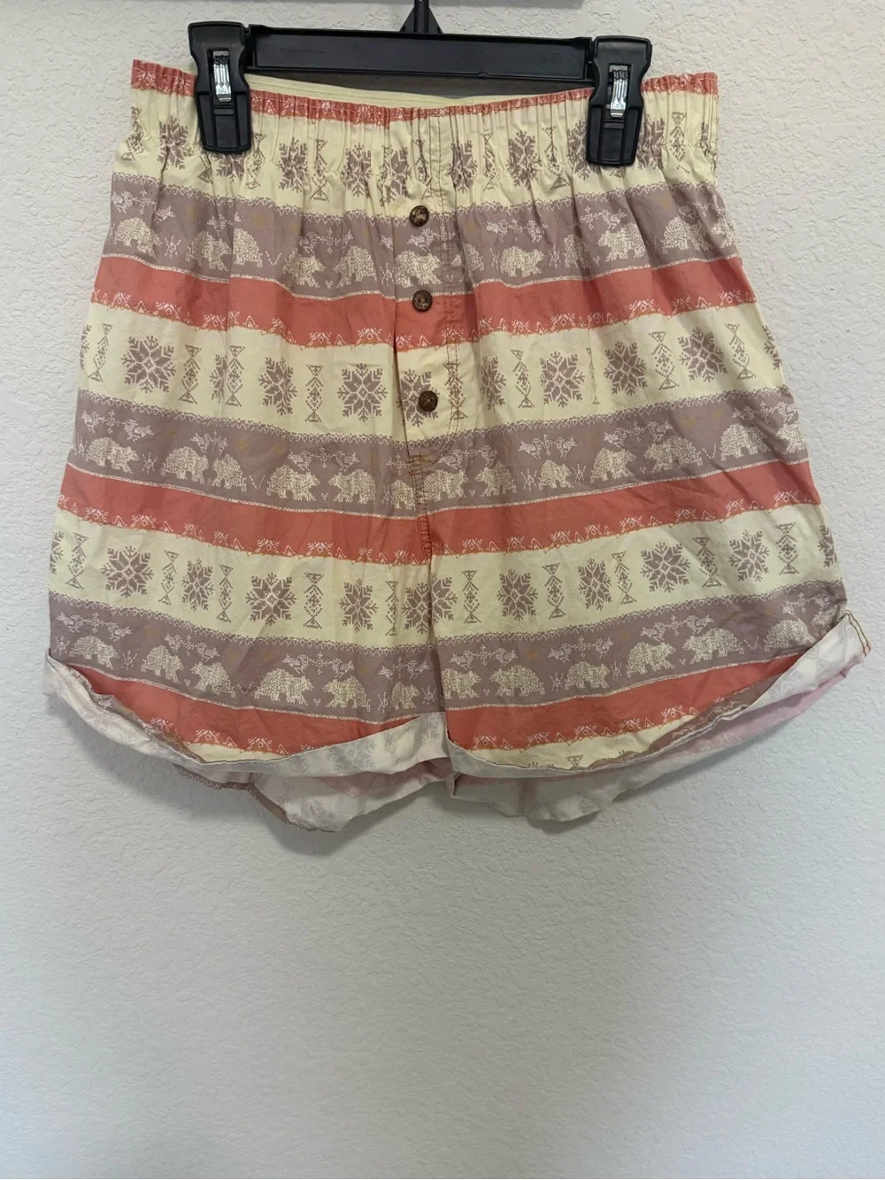 FREE PEOPLE Intimately Yellow Orange Stripe Pattern Long Cuffed Boxer Shorts S